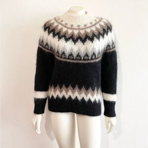 Batoner Mohair Nordic Crew in Black Apres Ski Mohair Wool Alpaca Sweater Size 1